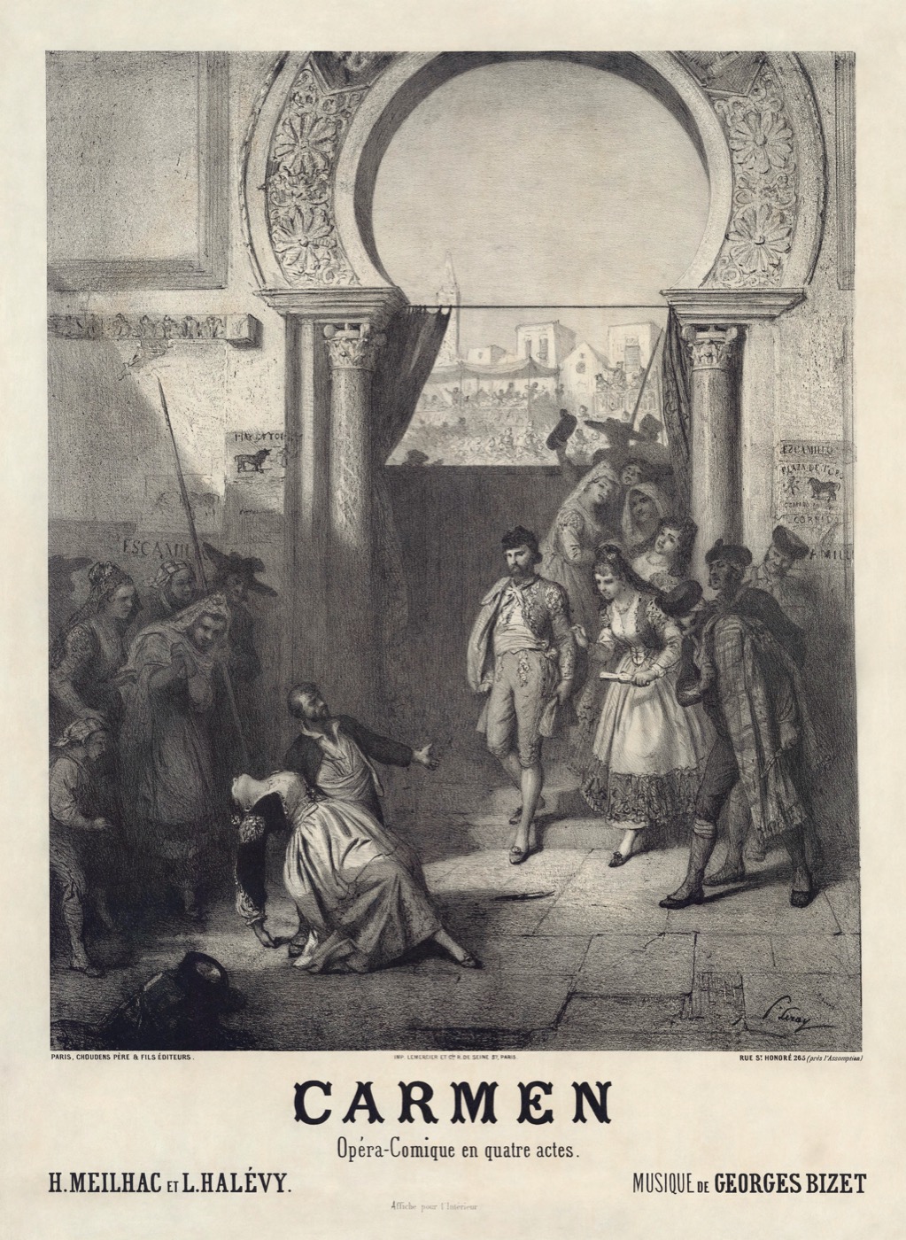 Lithographic poster for the 1875 premiere of Bizet's Carmen