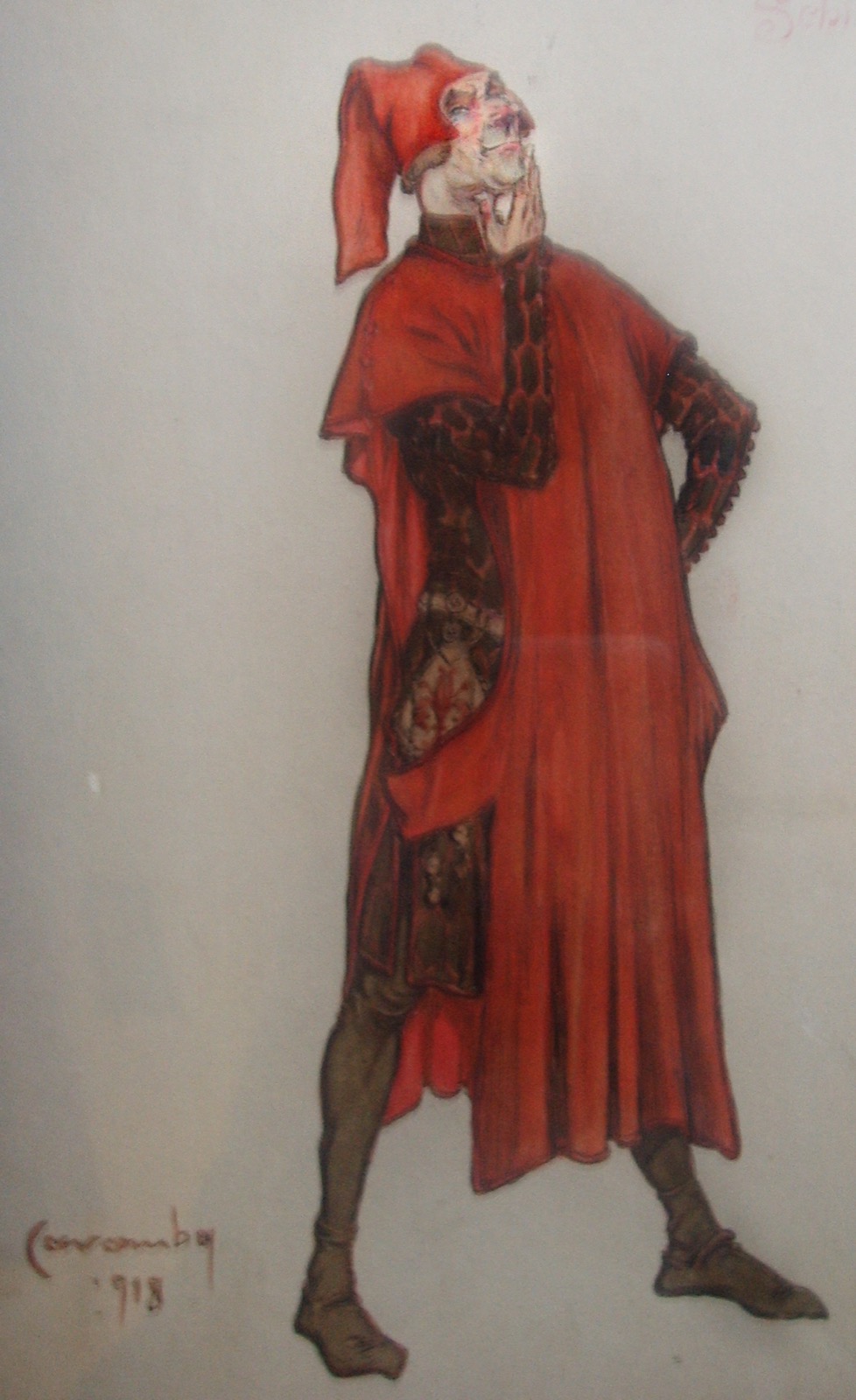 Original 1918 costume sketch for the title role of Gianni Schicchi, a drawing on paper
