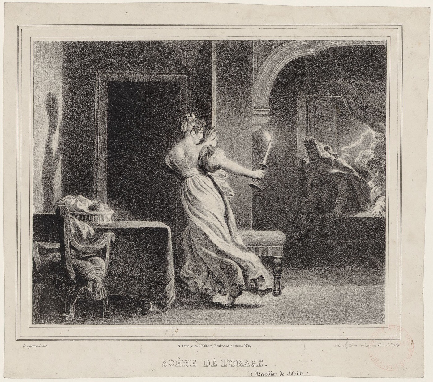 Storm scene from Beaumarchais's Barber of Seville, painted by Alexandre Fragonard